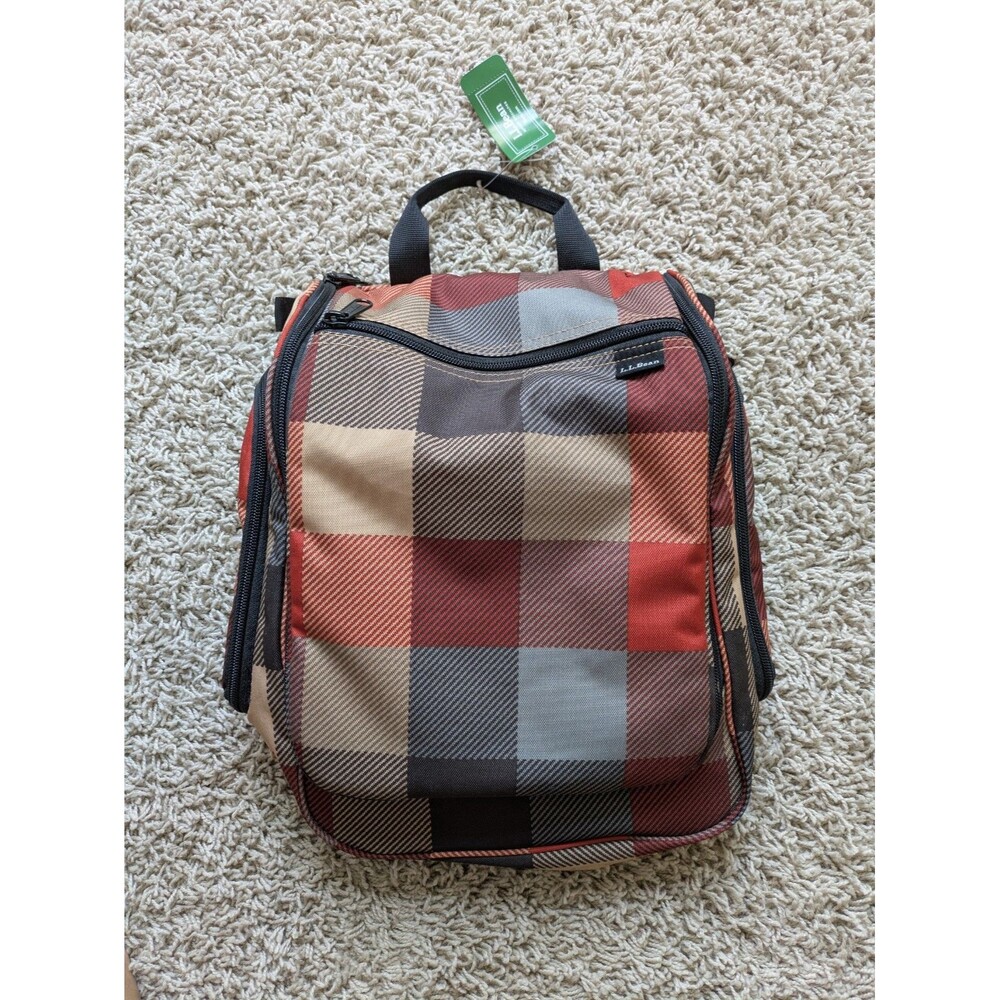 LL Bean - Hanging Toiletry Bag Organizer Travel Case - Plaid - Large NWT